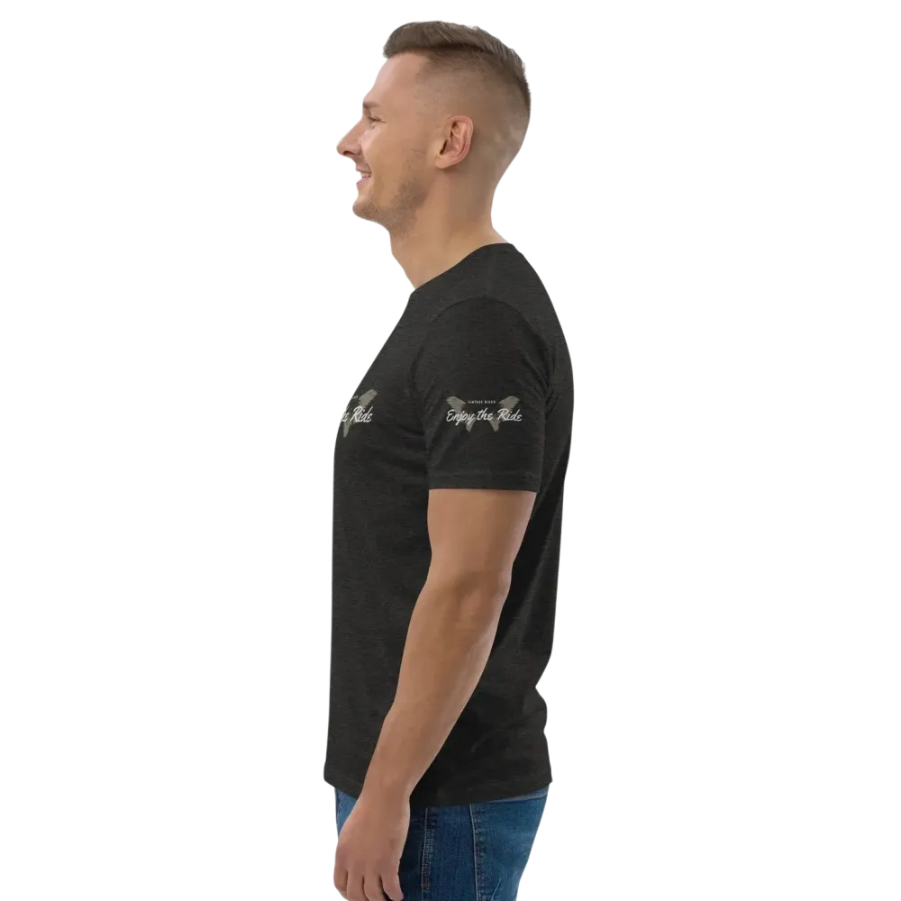 Unisex Bio-Baumwolle T-Shirt im Biker-Stil in Dunkelgrau, Freizeit-Design, für Männer und Frauen, von BUYATHOME24