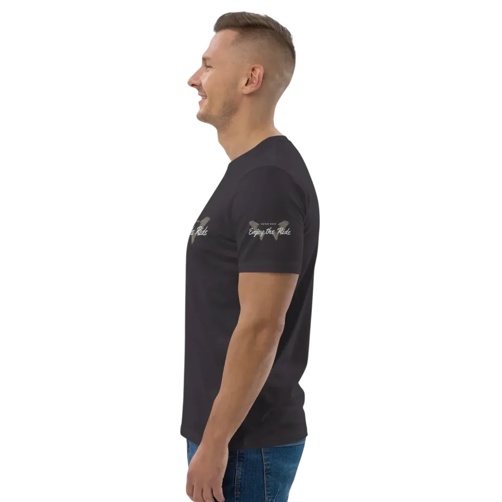 Unisex Bio-Baumwoll-T-Shirt in Anthrazit mit Biker-Grafik, bequemes Freizeit-T-Shirt in den Größen S bis 5XL von BUYATHOME24