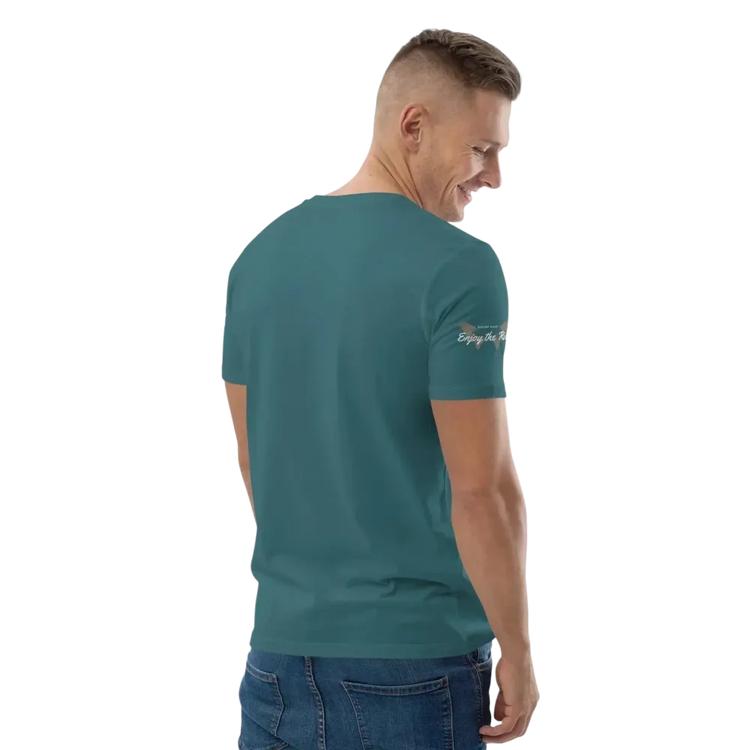 Unisex Bio-Baumwoll-T-Shirt mit Grafik-Design, Stargazer-Motiv, Rückenansicht, für Freizeit, in verschiedenen Größen, von BUYATHOME24