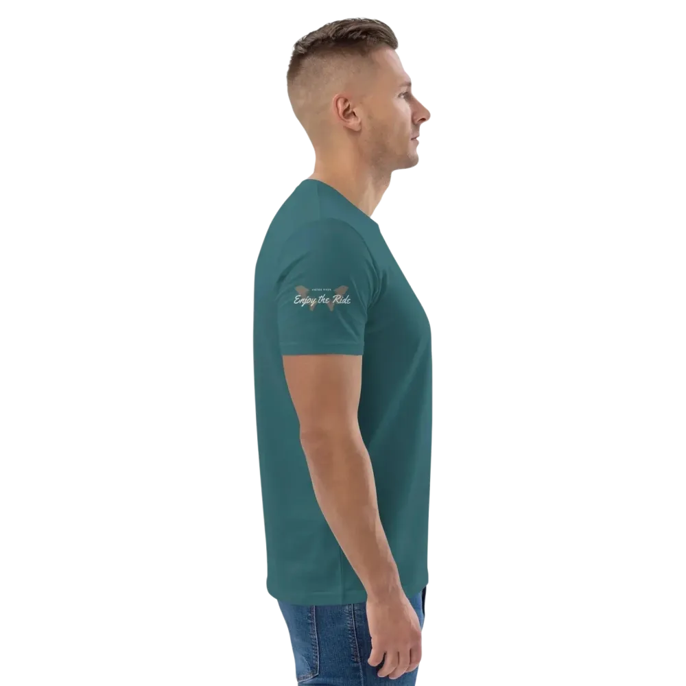 Unisex Bio-Baumwolle T-Shirt mit Sternenhimmel-Grafik im Biker-Stil, erhältlich in S-5XL, von BUYATHOME24.