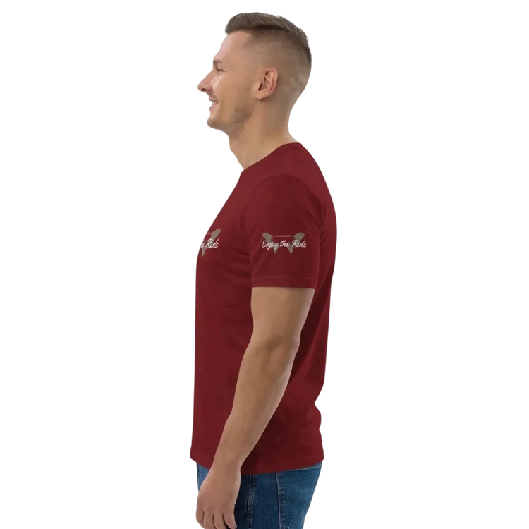 Unisex Bio-Baumwolle T-Shirt im Biker-Stil in Burgund, Freizeit-Shirt, erhältlich in S bis 5XL, von BUYATHOME24