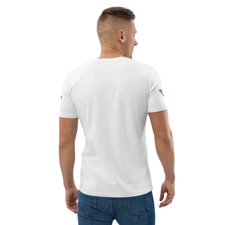 Unisex Bio-Baumwolle T-Shirt in Weiß mit Biker-Grafik, bequemes Freizeit-T-Shirt, erhältlich in S-5XL von BUYATHOME24