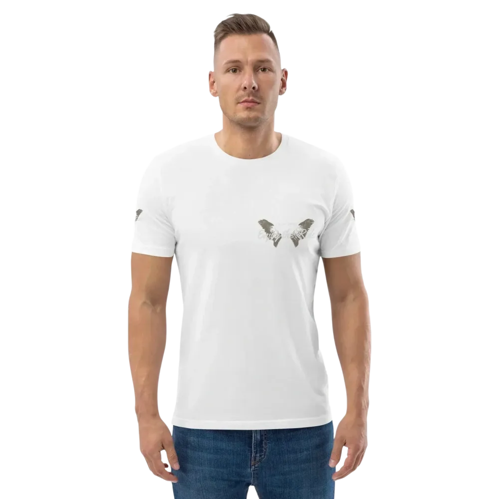 Unisex Bio-Baumwoll-Grafik-T-Shirt in Weiß mit Biker-Design, Freizeit-T-Shirt, Größen S bis 5XL, von BUYATHOME24