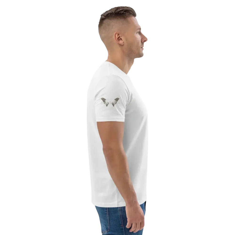 Weißes Unisex Bio-Baumwolle T-Shirt mit Grafik-Design im Biker-Stil, für Freizeit, in Größe S bis 5XL, von BUYATHOME24.