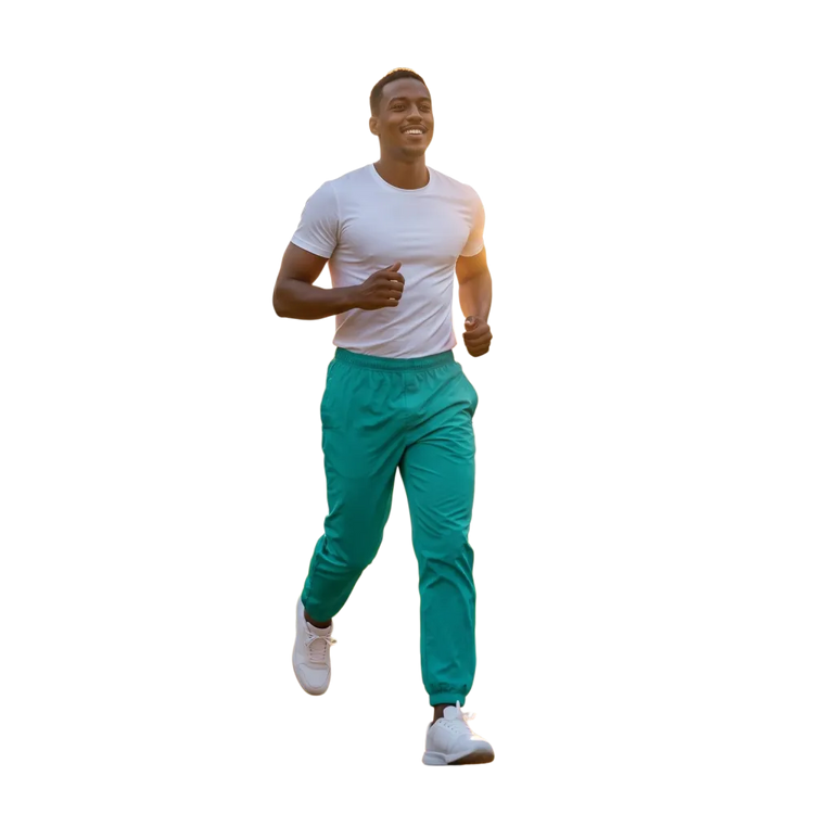 Helleblaue Unisex Trainingshose von BUYATHOME24, wasserabweisend und atmungsaktiv, in XS bis 3XL, bequem und sportlich.