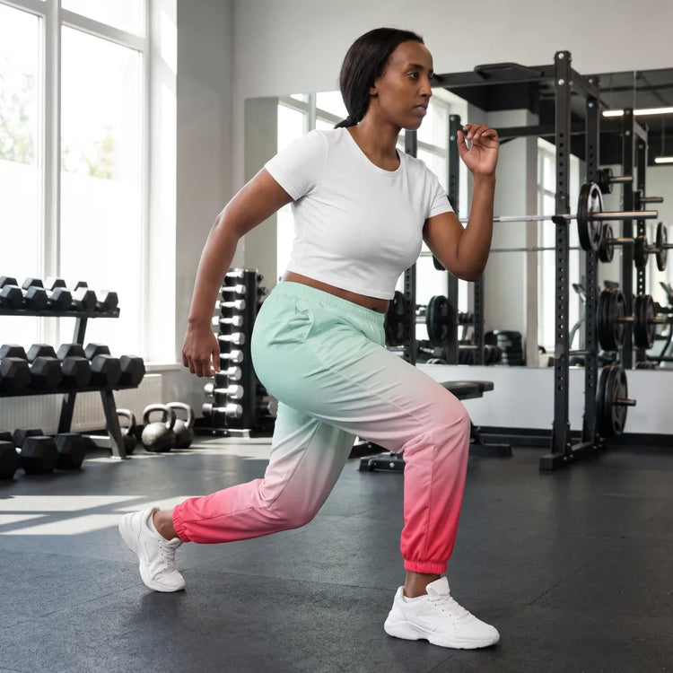 Unisex Trainingshose aus Polyester mit Reißverschlusstaschen, bedruckbar, in XS bis 3XL, bequemes Sport- und Freizeitoutfit von BUYATHOME24.