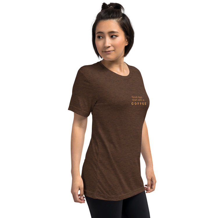 Kaffee Spruch Grafik-T-Shirt Festtagsshirt Damen T-Shirt Basic Shirt BUYATHOME24®