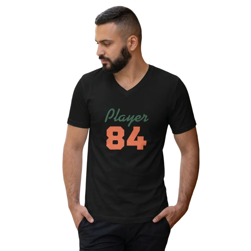 Unisex V-Ausschnitt T-Shirt aus 100% Baumwolle in S bis XL, bequemes Basic von BUYATHOME24, weißes T-Shirt auf Bild.