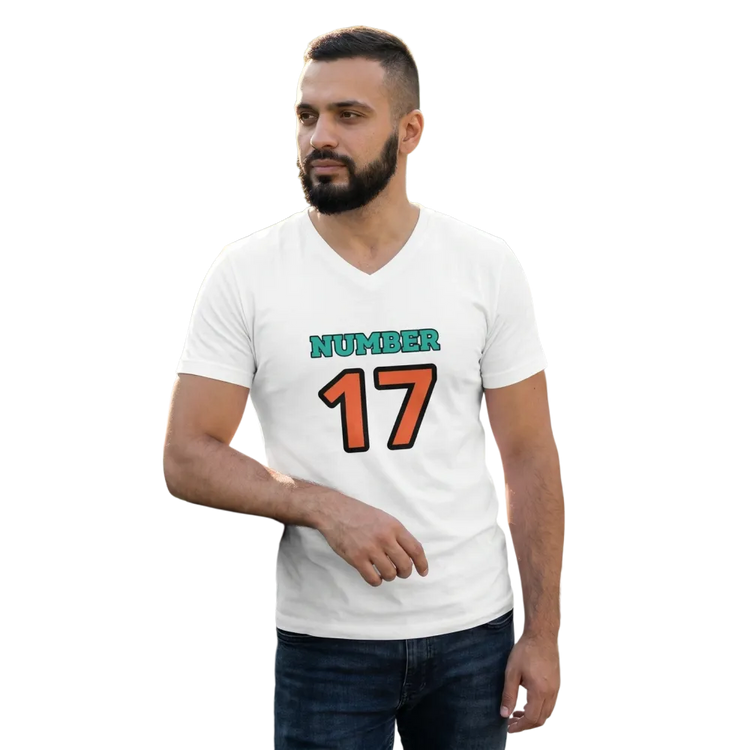 Unisex V-Ausschnitt T-Shirt aus 100% Baumwolle in S bis XL, bequemes Basic von BUYATHOME24, helles Design, frontal sichtbar