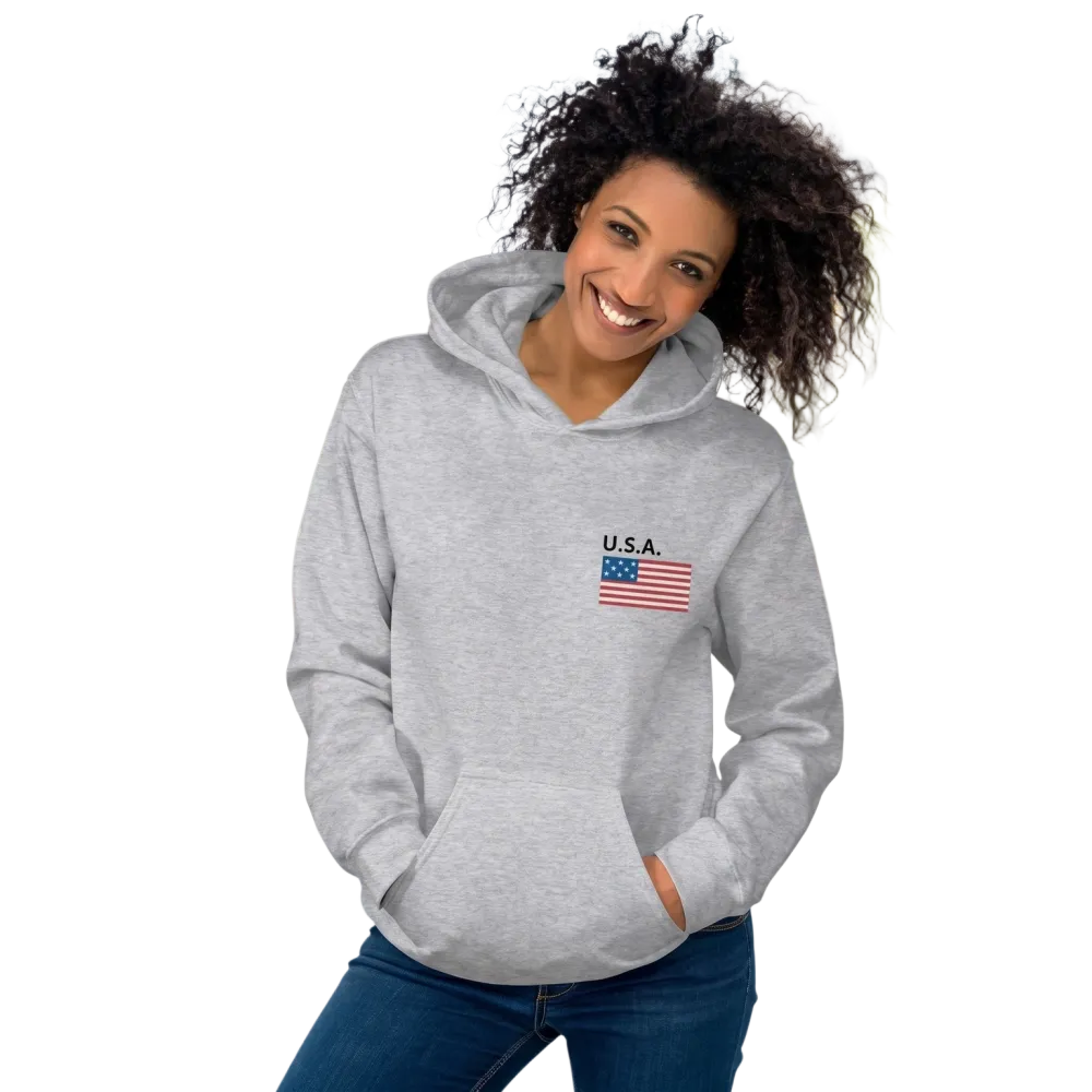 Unisex Hoodie mit USA-Flagge Grafik aus Baumwolle in S-5XL, bequemer Pullover mit amerikanischem Flaggenmuster