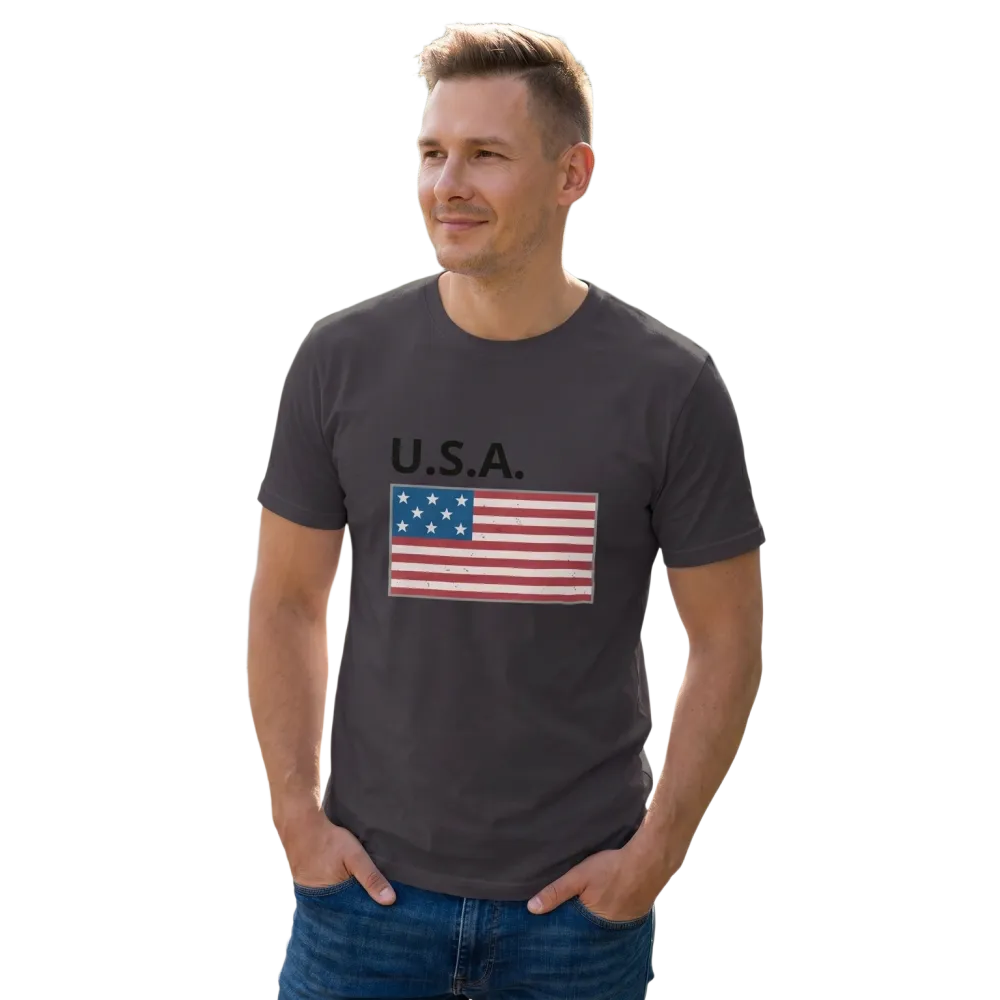 Grafisches Unisex-T-Shirt mit US-Flagge aus Baumwolle, bedruckbar, in S-5XL, von BUYATHOME24