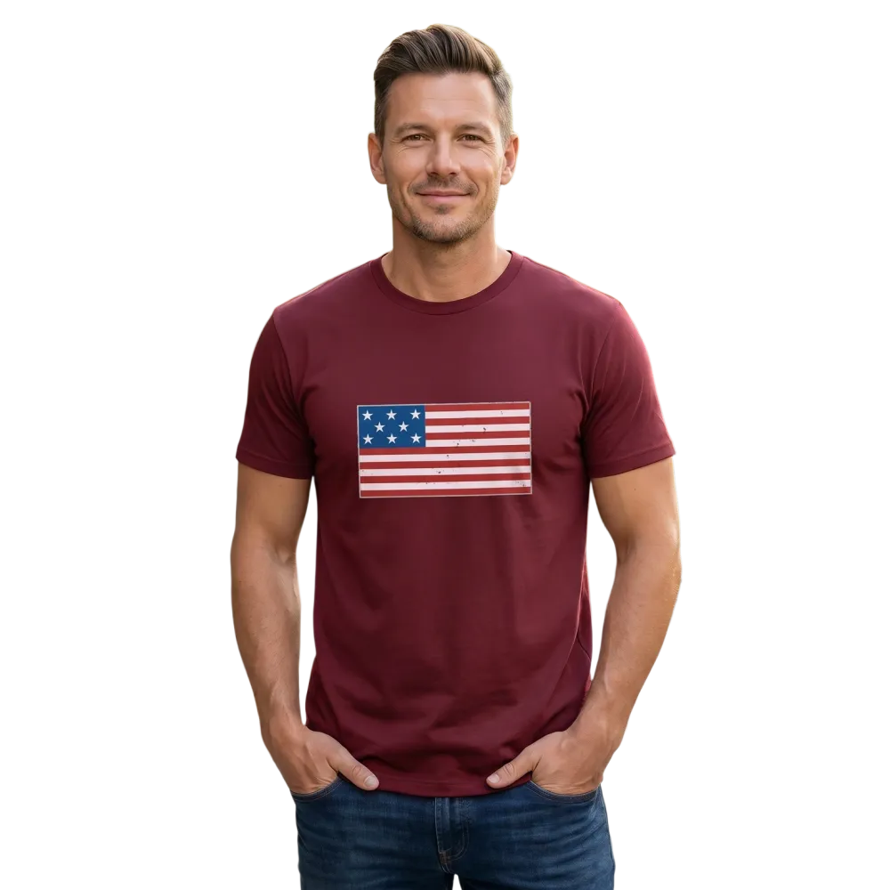 Graues unisex T-Shirt mit USA-Flagge Grafik aus Baumwolle, bedruckbar, erhältlich in S bis 5XL, von BUYATHOME24.