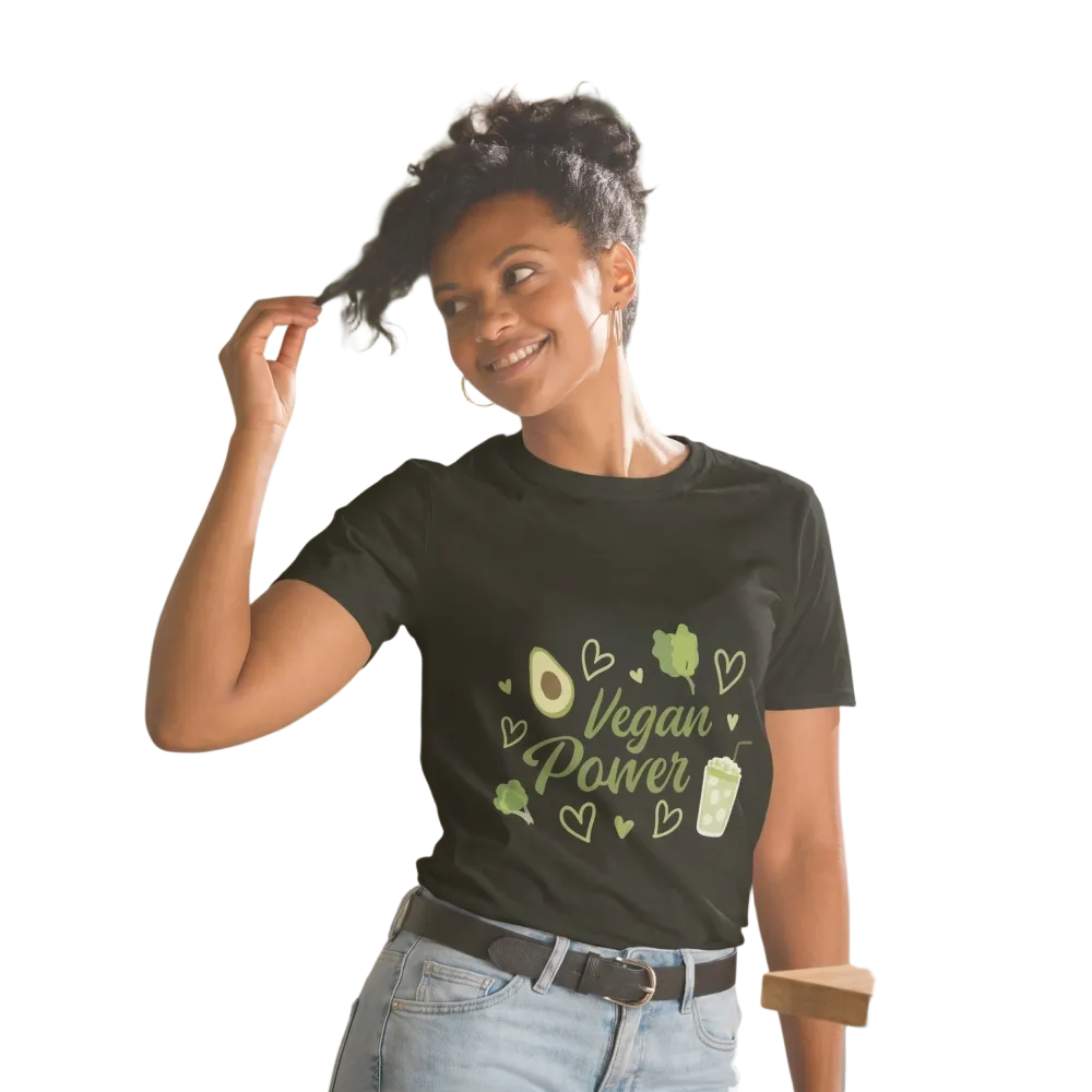 Vegan Druck Damen T-Shirt mit Rundhalsausschnitt, Kurzarm, Baumwolle, grafisches Design, in den Größen S bis 3XL