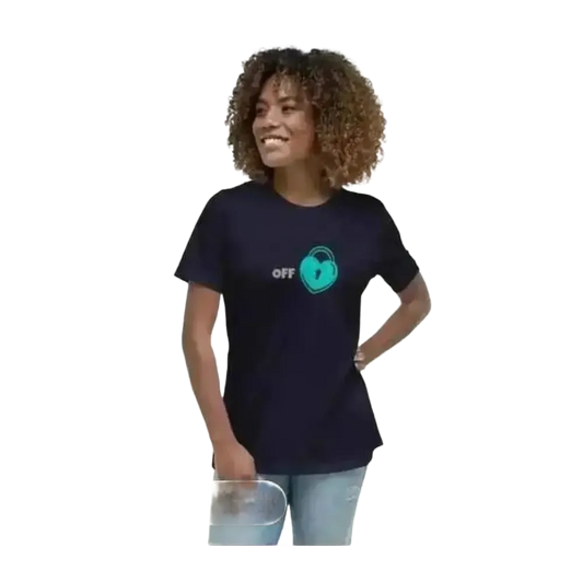Damen Grafik T-Shirt aus Baumwolle in Navy, Kurzarm, Rundhals, für Frauen, Größen S bis 3XL, stilvoll und bequem.