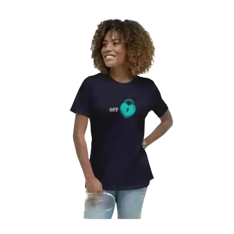 Damen Grafik T-Shirt aus Baumwolle in Navy, Kurzarm, Rundhals, für Frauen, Größen S bis 3XL, stilvoll und bequem.