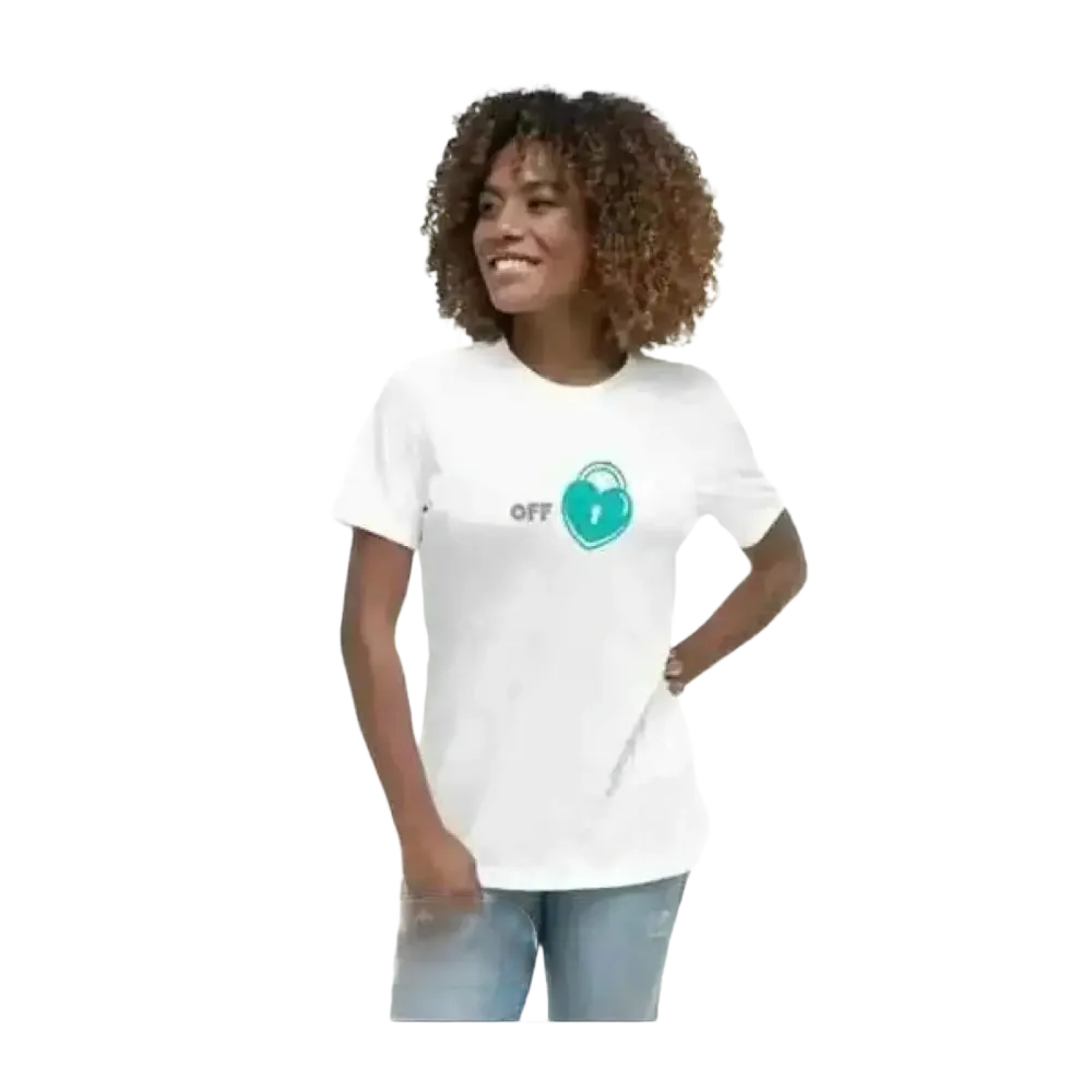 Weißes Damen Grafik T-Shirt aus Baumwolle, Kurzarm, Rundhals, für Frauen in S bis 3XL, stilbewusst, von BUYATHOME24.