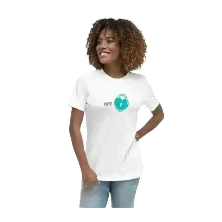 Weißes Damen Grafik T-Shirt aus Baumwolle, Kurzarm, Rundhals, für Frauen in S bis 3XL, stilbewusst, von BUYATHOME24.