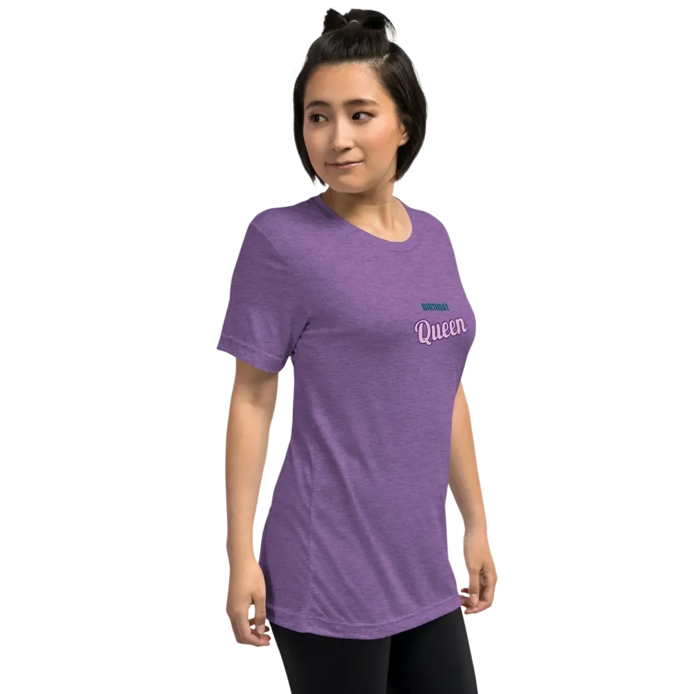 Vintage Look Damen T-Shirt in Lila mit Queen-Design, unisex, aus Tri-Blend-Stoff, passend für XS bis 4XL, von BUYATHOME24