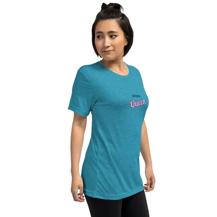 Unisex Tri-Blend T-Shirt in Aqua mit Vintage Look, Damen T-Shirt von BUYATHOME24, rechte Vorderseite, Geburtstagsgeschenk