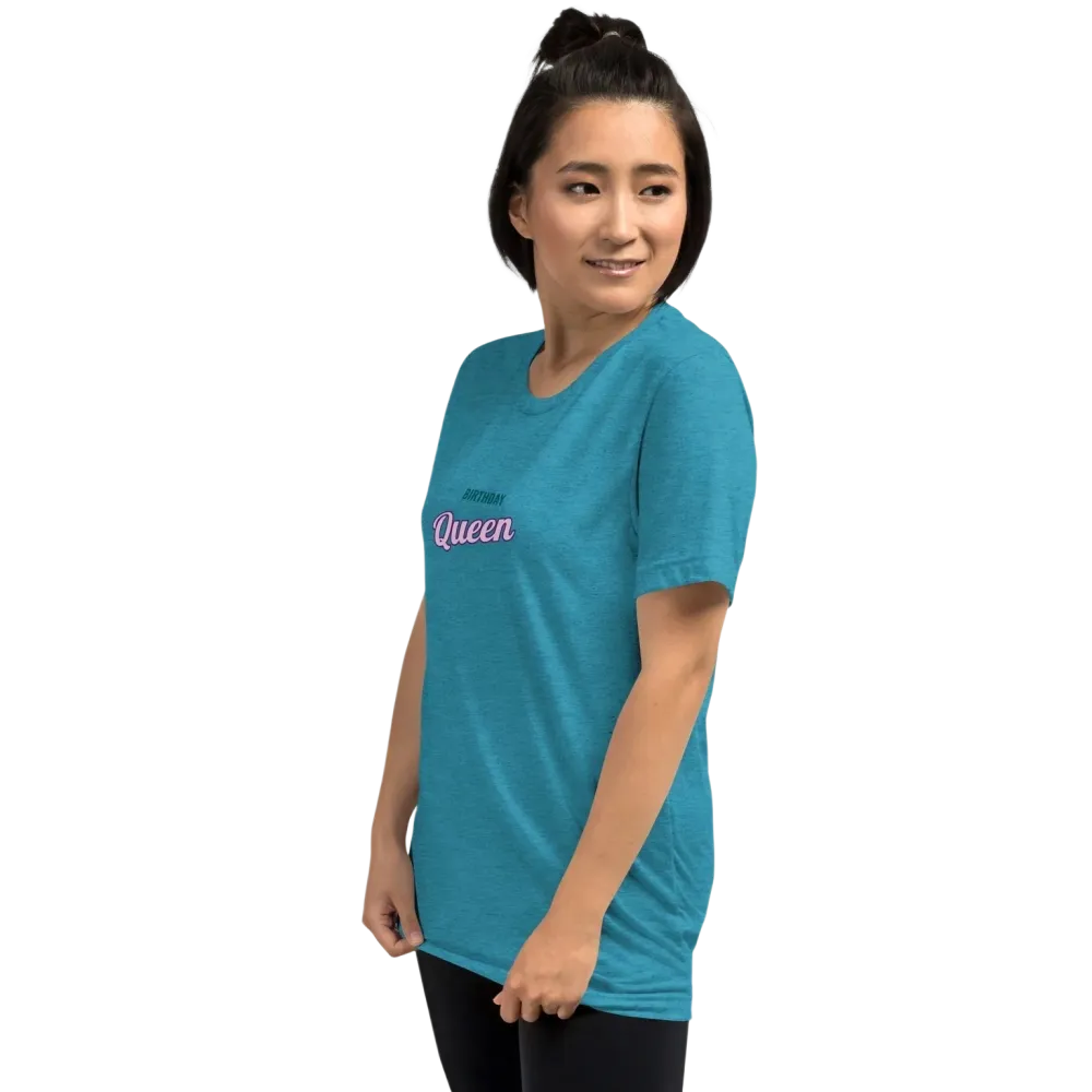 Vintage Look Damen T-Shirt in Aqua mit Queen-Print, unisex Tri-Blend Stoff, ideal als Geburtstagsgeschenk, in XS bis 4XL
