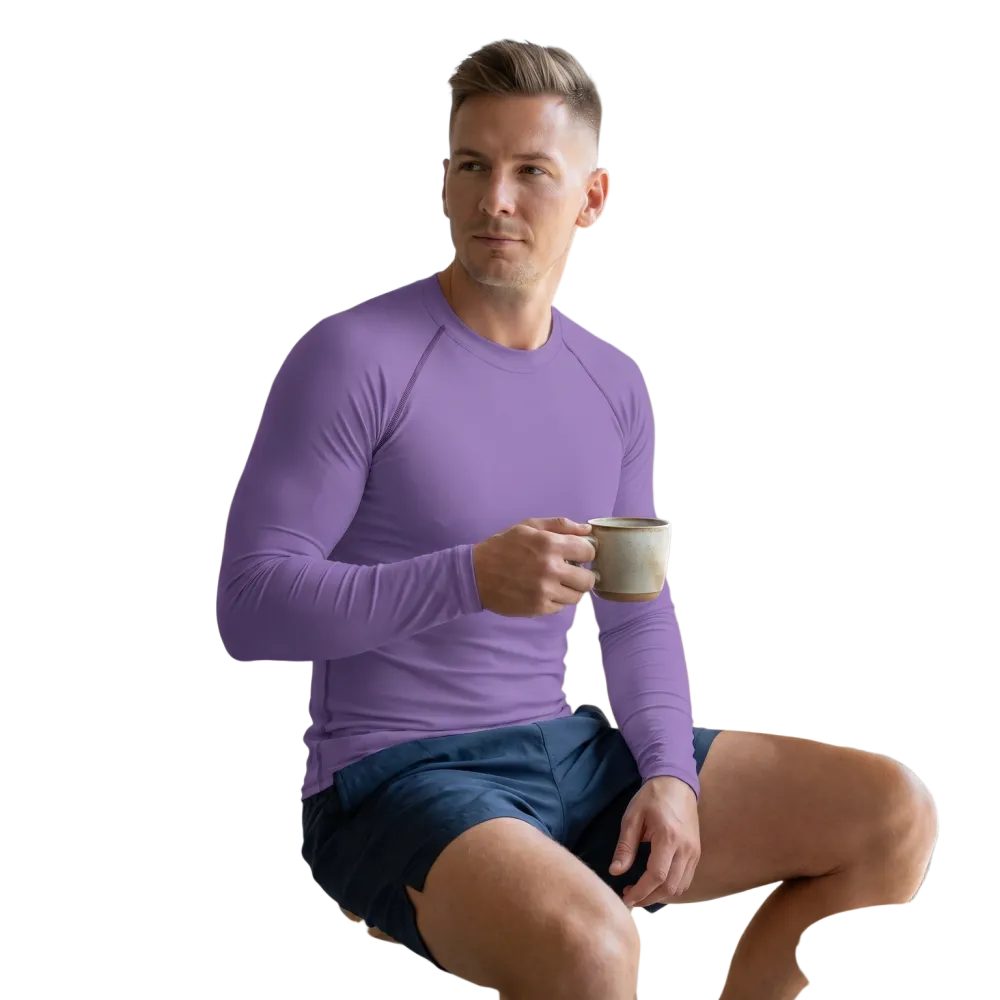 Violett sportliches Herren Langarmshirt mit 4-Wege-Stretch, bedruckbar, in XS bis 3XL, unisex, von BUYATHOME24