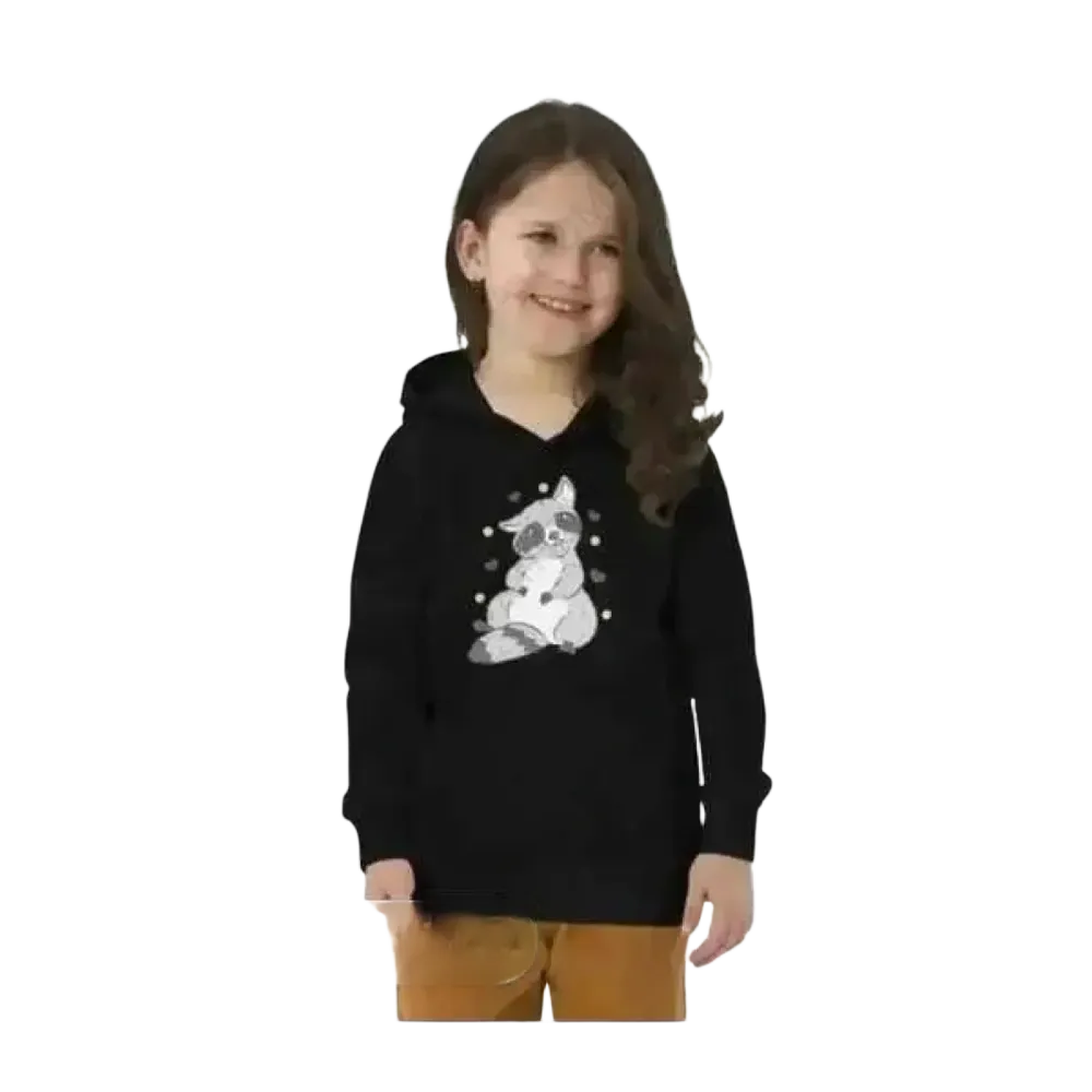 Schwarzer Baumwoll-Hoodie für Mädchen von BUYATHOME24, Grafikdesign, Kapuzenpullover für Kinder 4-12 Jahre.