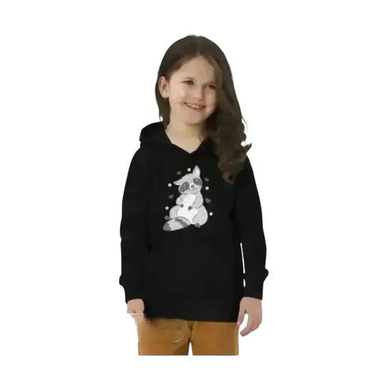 Schwarzer Baumwoll-Hoodie für Mädchen von BUYATHOME24, Grafikdesign, Kapuzenpullover für Kinder 4-12 Jahre.
