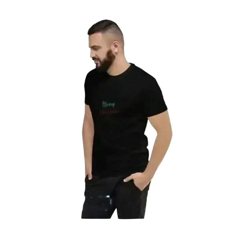 Weihnachten Rundhalsshirt von BUYATHOME24, Kurzarm, Baumwolle, Unisex, in XS bis 3XL, mit festlichem Grafikdesign.