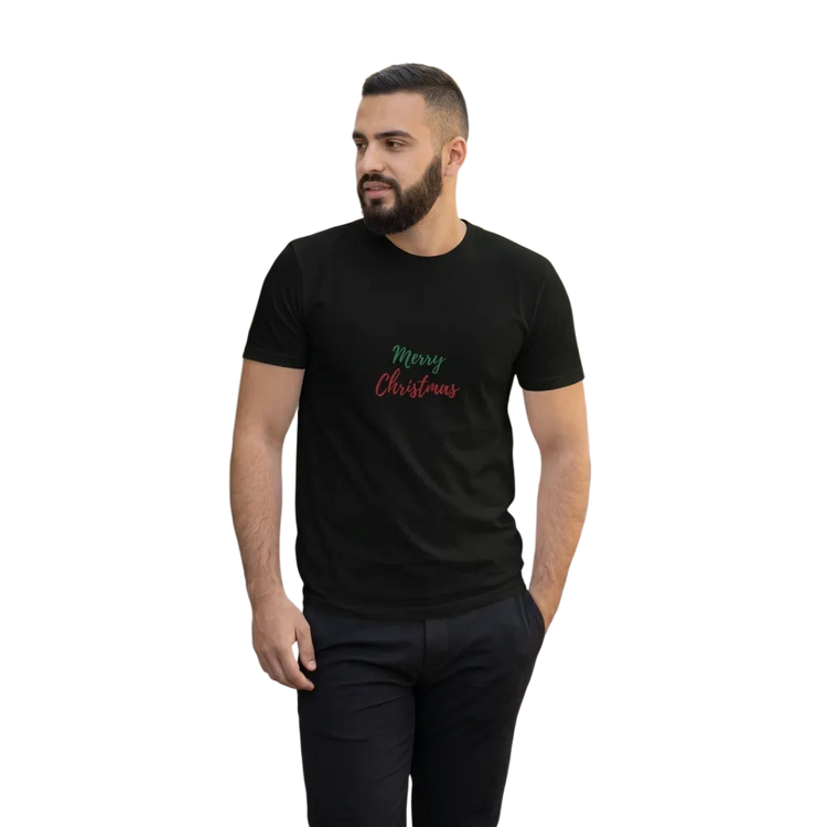 Weihnachten Rundhalsshirt, kurzarm Grafik Unisex T-Shirt in XS-3XL, mit festlichem Weihnachtsdesign, von BUYATHOME24