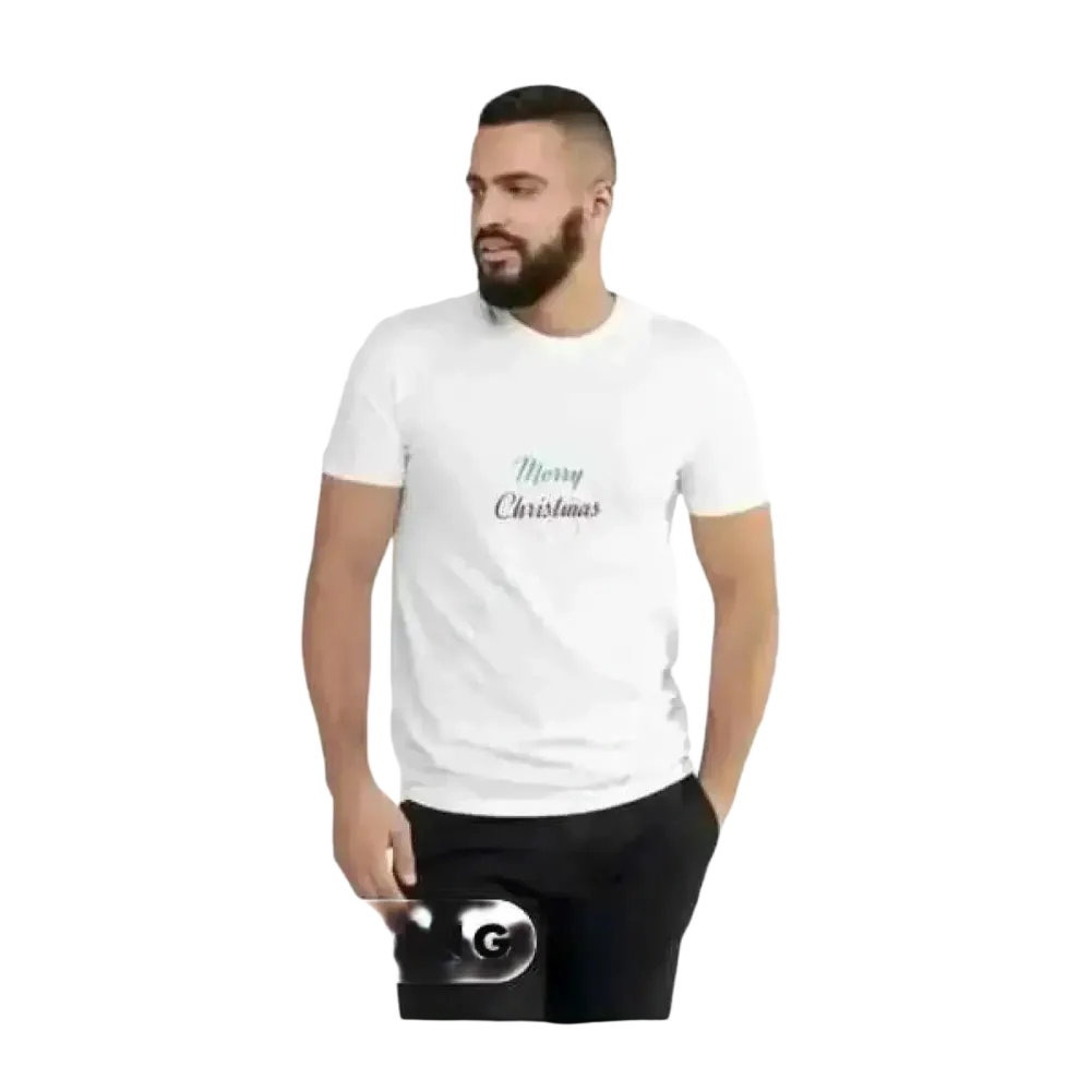 Weißes unisex Baumwoll-T-Shirt mit Weihnachtsgrafik, Kurzarm, verfügbar in XS bis 3XL, vielseitiges Design von BUYATHOME24