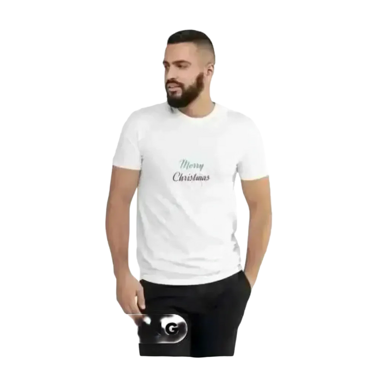 Weißes unisex Baumwoll-T-Shirt mit Weihnachtsgrafik, Kurzarm, verfügbar in XS bis 3XL, vielseitiges Design von BUYATHOME24