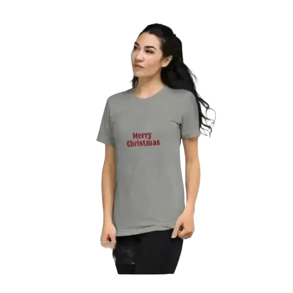 Besticktes Damen T-Shirt von BUYATHOME24, kurzärmelig, aus Polyester, für jeden Stil, in XS bis 4XL, festliche Weihnachtsmotivation.