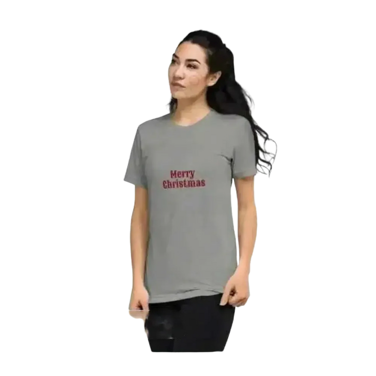 Besticktes Damen T-Shirt von BUYATHOME24, kurzärmelig, aus Polyester, für jeden Stil, in XS bis 4XL, festliche Weihnachtsmotivation.