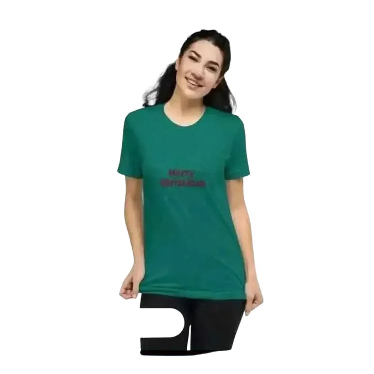 Besticktes Damen T-Shirt aus Polyester in Blau-Grün, Kurzarm, Rundhals, für Damen, von BUYATHOME24, in XS bis 4XL