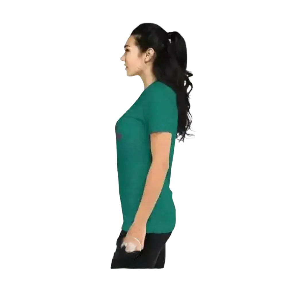 Besticktes Damen T-Shirt aus Polyester in verschiedenen Größen, kurzärmelig, für festliche Winter- und Weihnachtsmode.
