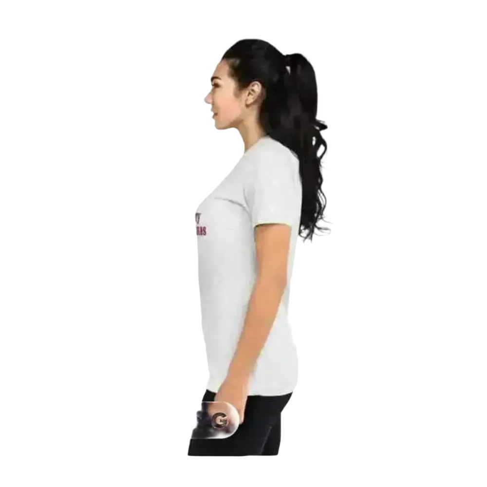 Besticktes Damen-Polyester T-Shirt von BUYATHOME24, Kurzarm, Rundhals, in XS-4XL, für festliche Weihnachtssaison.