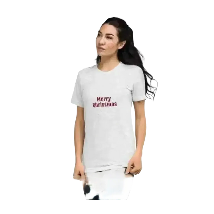 Besticktes Damen-Polyester T-Shirt mit Rundhalsausschnitt für Weihnachten, Kurzarm, in XS-4XL, von BUYATHOME24.