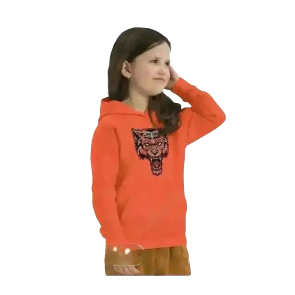 Grauer Kinder-Hoodie mit Wolf-Design aus Baumwolle, Unisex Halloween Kapuzenpullover für Mädchen und Jungen, 4-12 Jahre