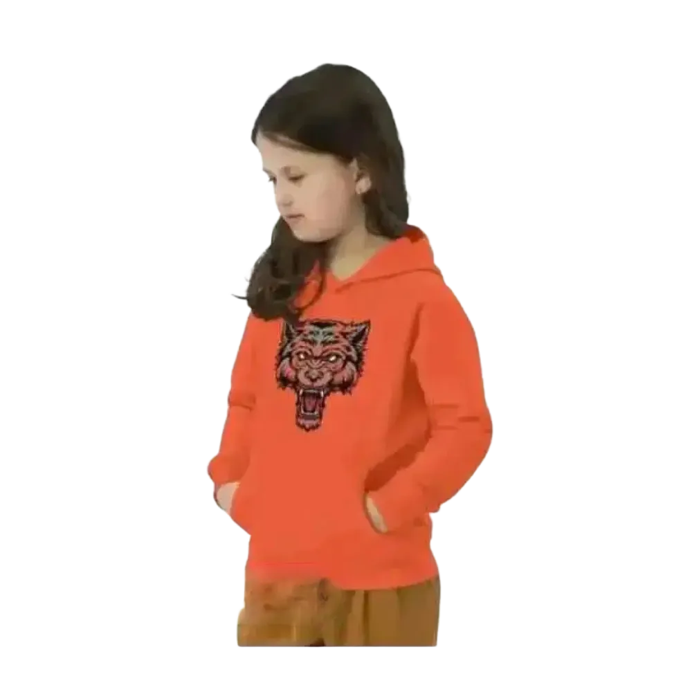 Grauer Kinder-Hoodie aus Baumwolle mit Wolf-Design, unisex Halloween Kapuzenpullover für Mädchen, 4-12 Jahre