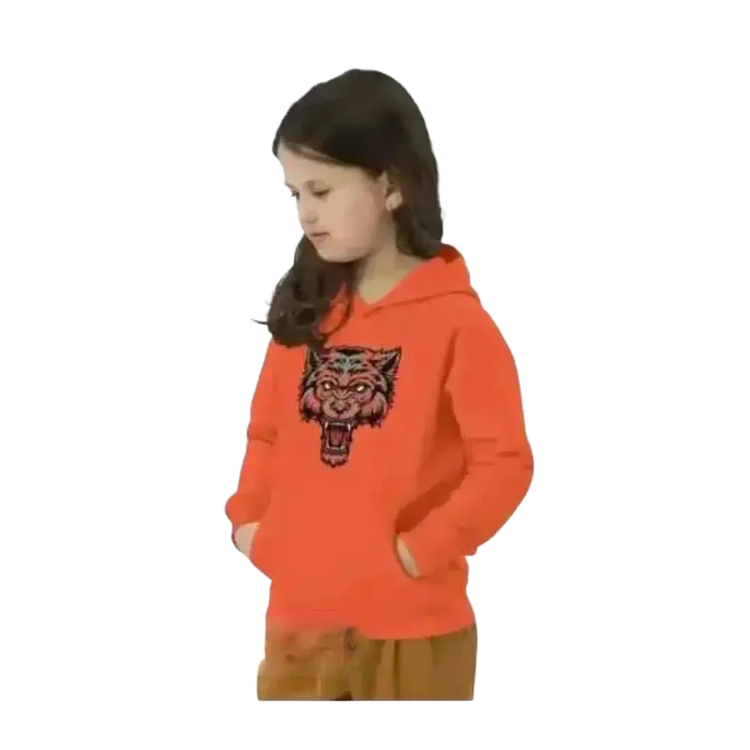 Grauer Kinder-Hoodie aus Baumwolle mit Wolf-Design, unisex Halloween Kapuzenpullover für Mädchen, 4-12 Jahre