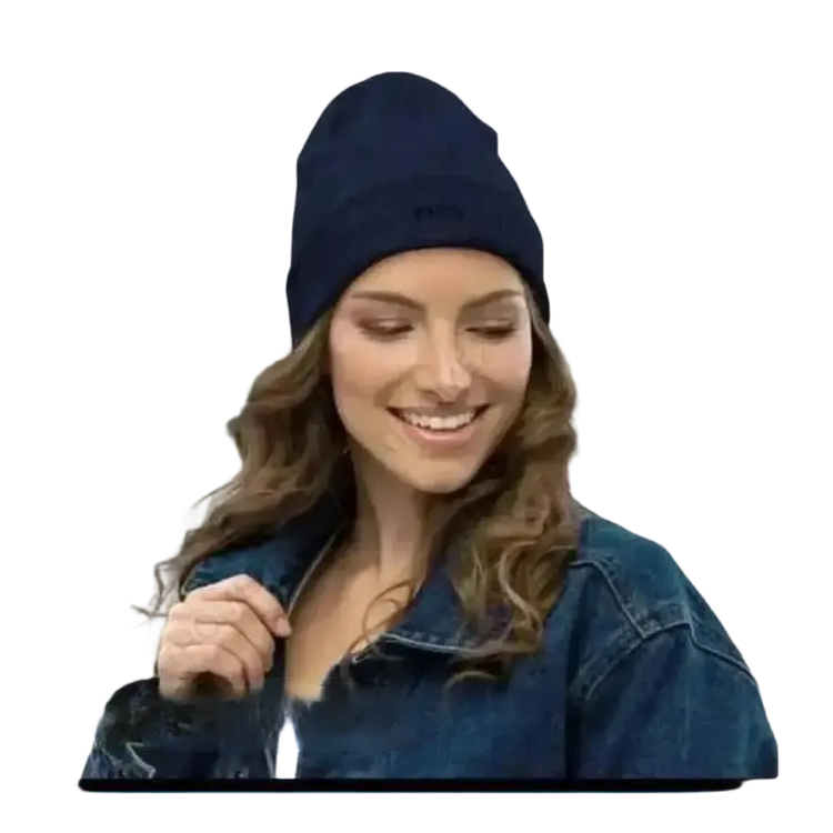 Damen-Strickmütze aus Baumwolle, Winter-Beanie in Navy, für kalte Tage, 38-49 cm, bei BUYATHOME24
