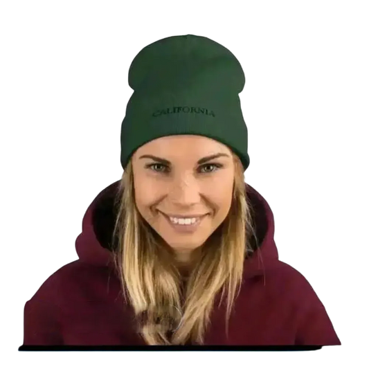 Dunkelgrüne Wintermütze Beanie für Damen und Herren, aus Baumwolle und Acryl, 44-45 cm, BUYATHOME24