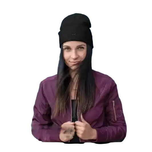 Schwarze Wintermütze Beanie aus Baumwolle und Acryl, 44-45 cm, für Damen und Herren, von BUYATHOME24.