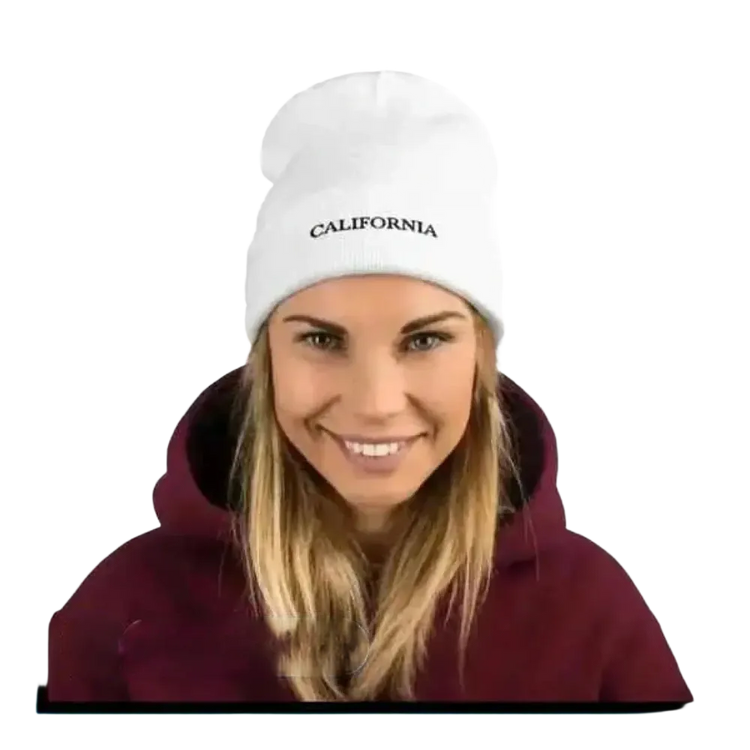 Weißes Winterbeanie für Damen und Herren, Baumwolle und Acryl, 44-45 cm, trägt den stilvollen Look von BUYATHOME24.