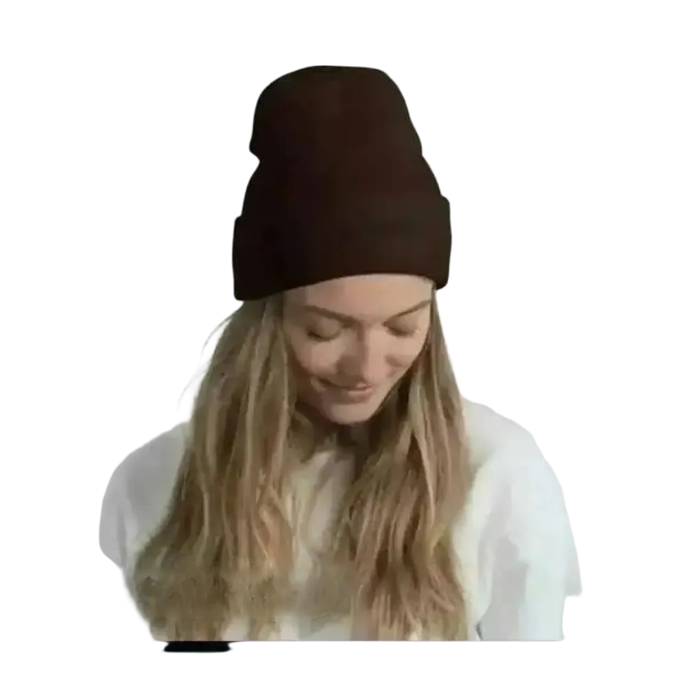 Braune Wintermütze aus 100% Acryl, Strickbeanie für Damen und Herren, 44-47 cm Umfang, bequem und warm