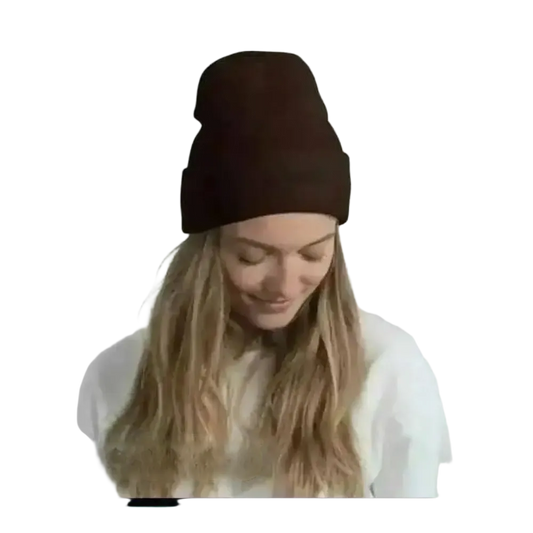 Braune Wintermütze aus 100% Acryl, Strickbeanie für Damen und Herren, 44-47 cm Umfang, bequem und warm