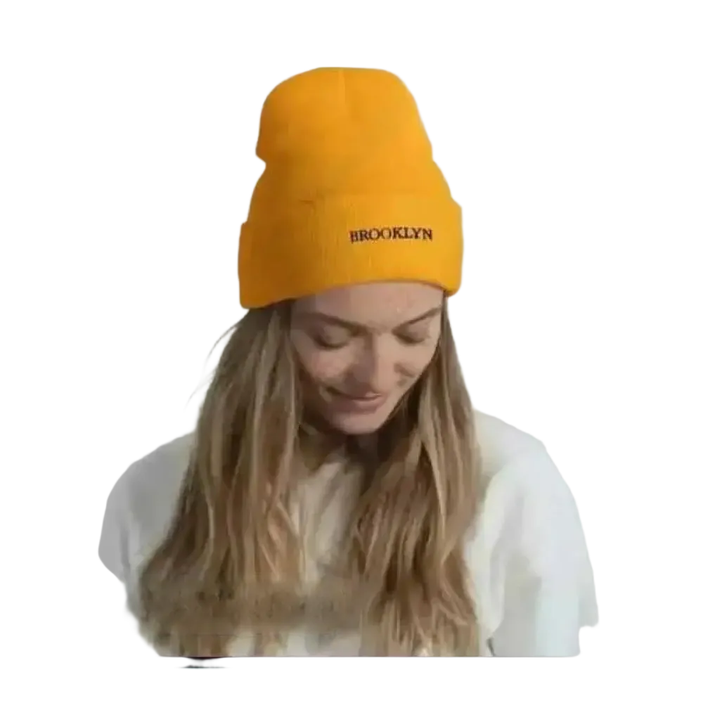 Wintermütze aus 100% Acryl, Strickbeanie für Damen und Herren, goldfarben, 44-47 cm Umfang, bequemer warmhaltender Style