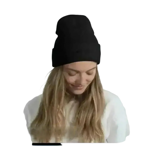 Schwarze Wintermütze aus Strick, beanie für Damen und Herren, 44-47 cm Umfang, aus 100% Acryl, warme Kopfbedeckung