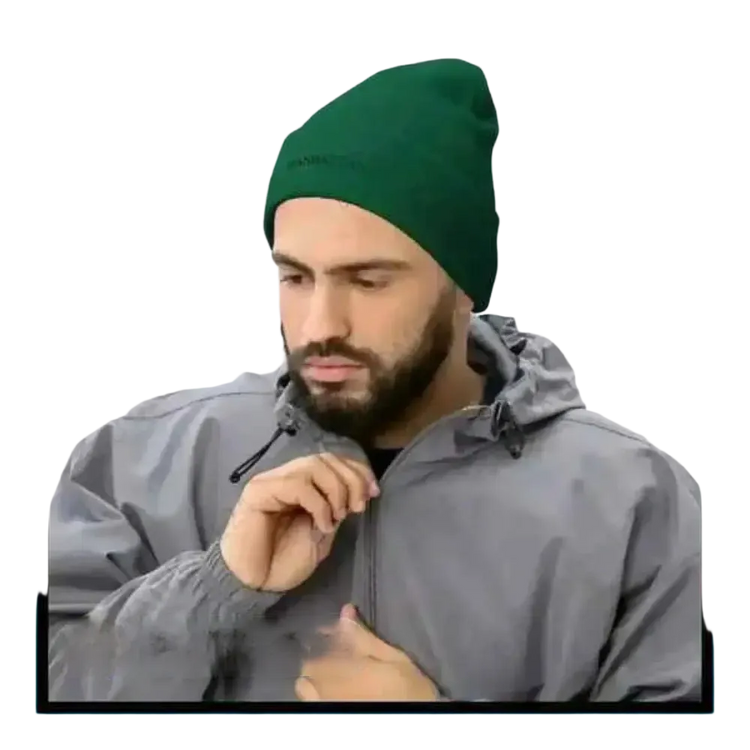 Herren Strickmütze aus 100% Acryl, Winter-Beanie in Grau, für Alltag und Kälte, bei BUYATHOME24, 44-47 cm.