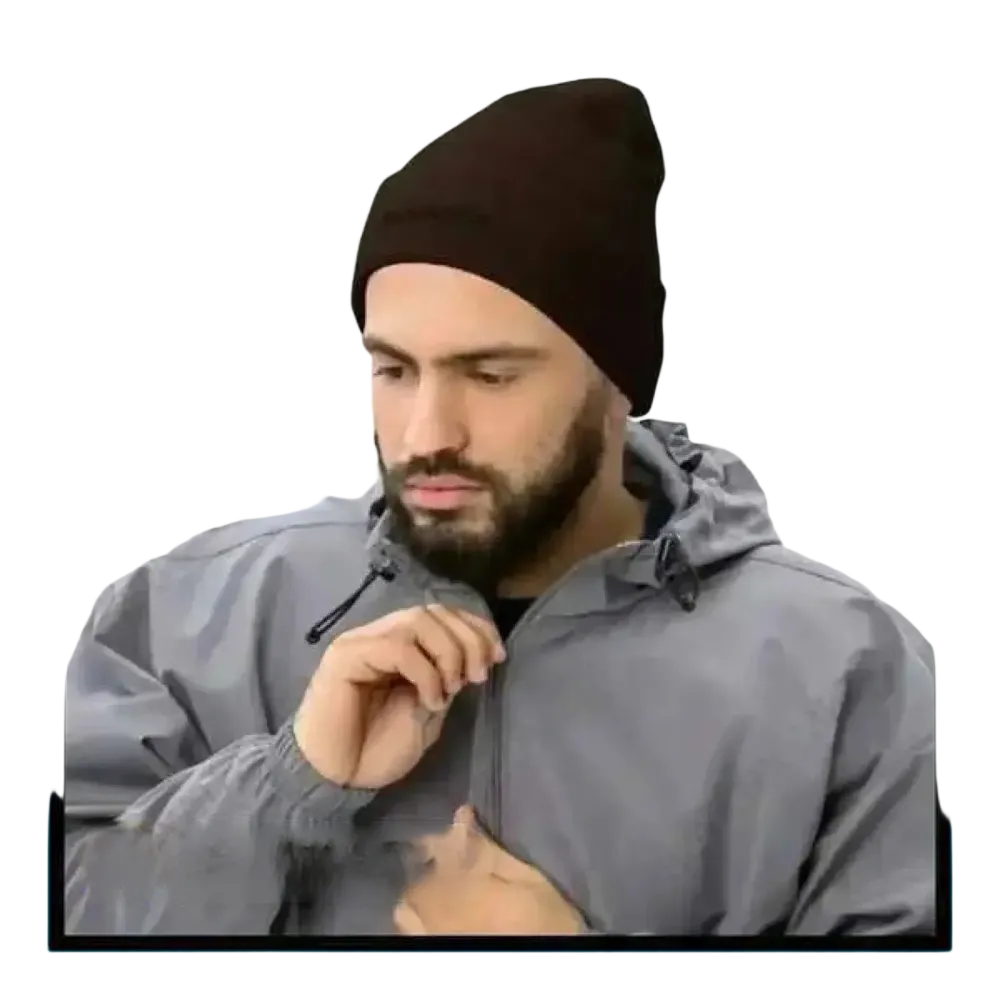 Herren Wintermütze aus braunem Strick, 44-47 cm, warme Beanie aus 100% Acryl von BUYATHOME24.